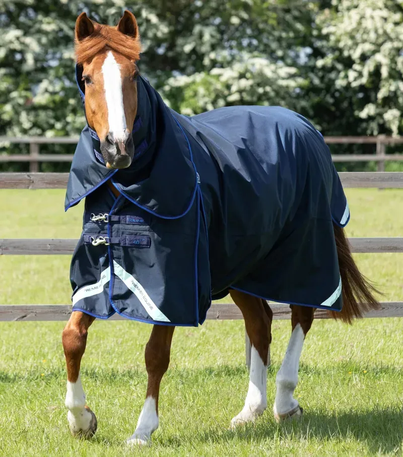 Premier Equine Buster 40g Turnout Rug With Classic Neck Cover in Navy