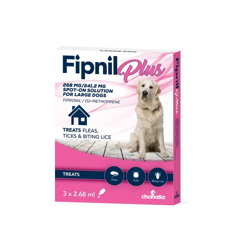 Chanelle 3 pipettes Fipnil Spot-On Plus For 20-40kg Large Dogs 