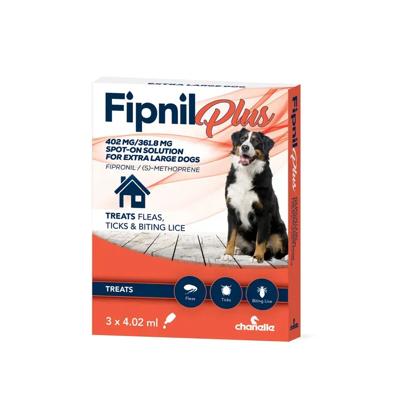 Chanelle 3 pipettes Fipnil Spot-On Plus For 40-60kg Extra Large Dogs 
