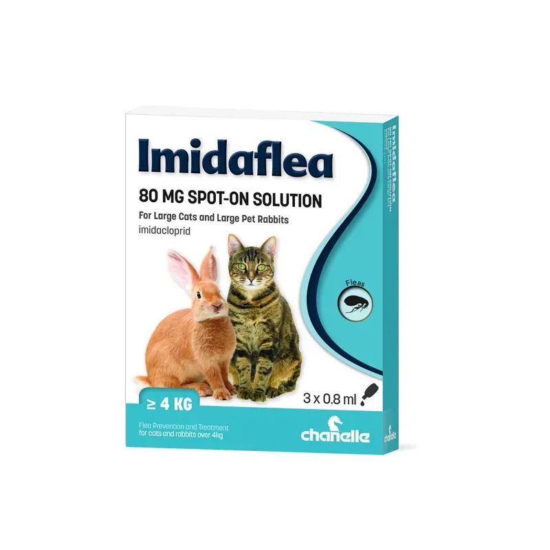 Chanelle Imidaflea 80mg Spot-On For Large Cats and Rabbits Over 4kg - 3 pipettes