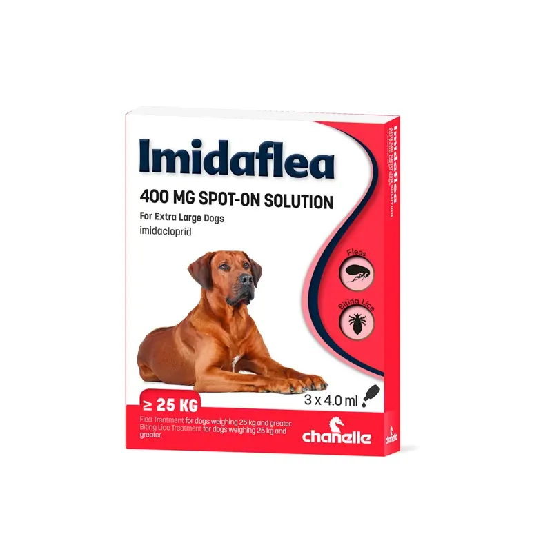 Chanelle 3 pipettes Imidaflea 400mg Spot-On For Over 25kg Extra Large Dogs