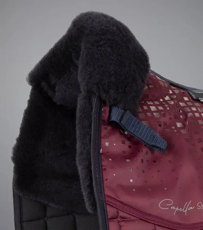 Premier Equine Capella Close Contact Merino Wool Dressage Square in Wine/Navy-2