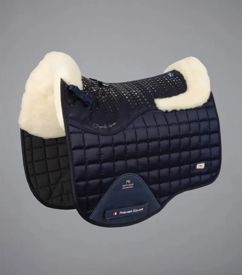 Premier Equine Capella Close Contact Merino Wool Dressage Square in Navy/Natural