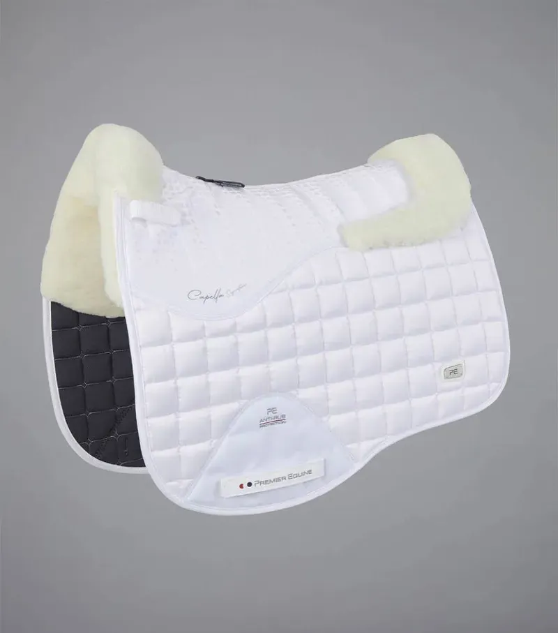Premier Equine Capella Close Contact Merino Wool Dressage Square in White/Natural