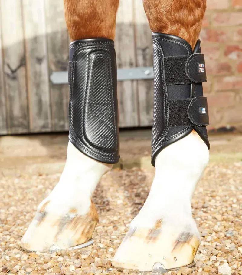 Premier Equine Carbon Air-Tech Double Locking Brushing Boots in Black
