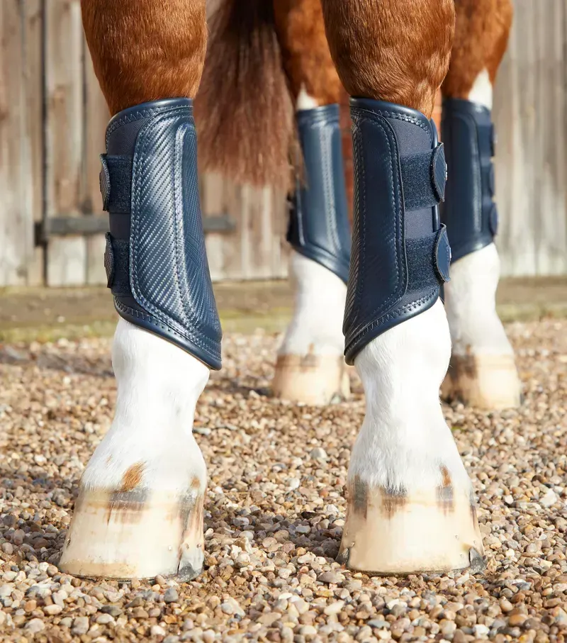 Premier Equine Carbon Air-Tech Double Locking Brushing Boots in Navy-1