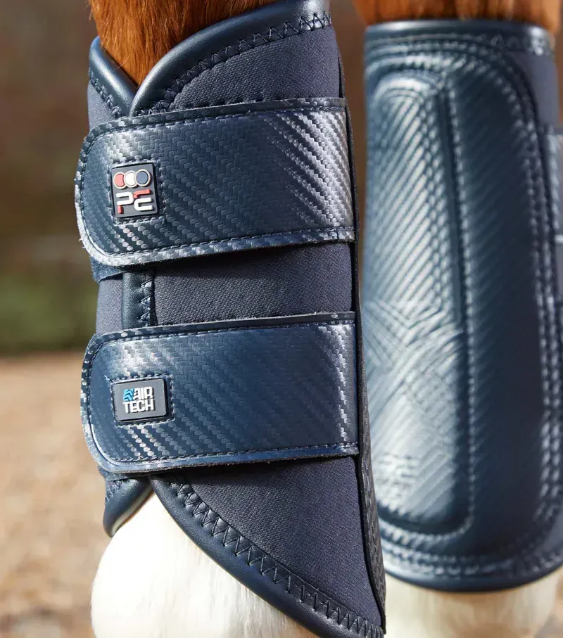 Premier Equine Carbon Air-Tech Double Locking Brushing Boots in Navy-2