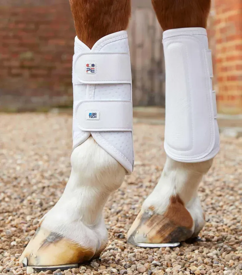 Premier Equine Carbon Air-Tech Double Locking Brushing Boots in White