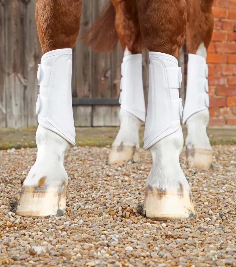 Premier Equine Carbon Air-Tech Double Locking Brushing Boots in White-1
