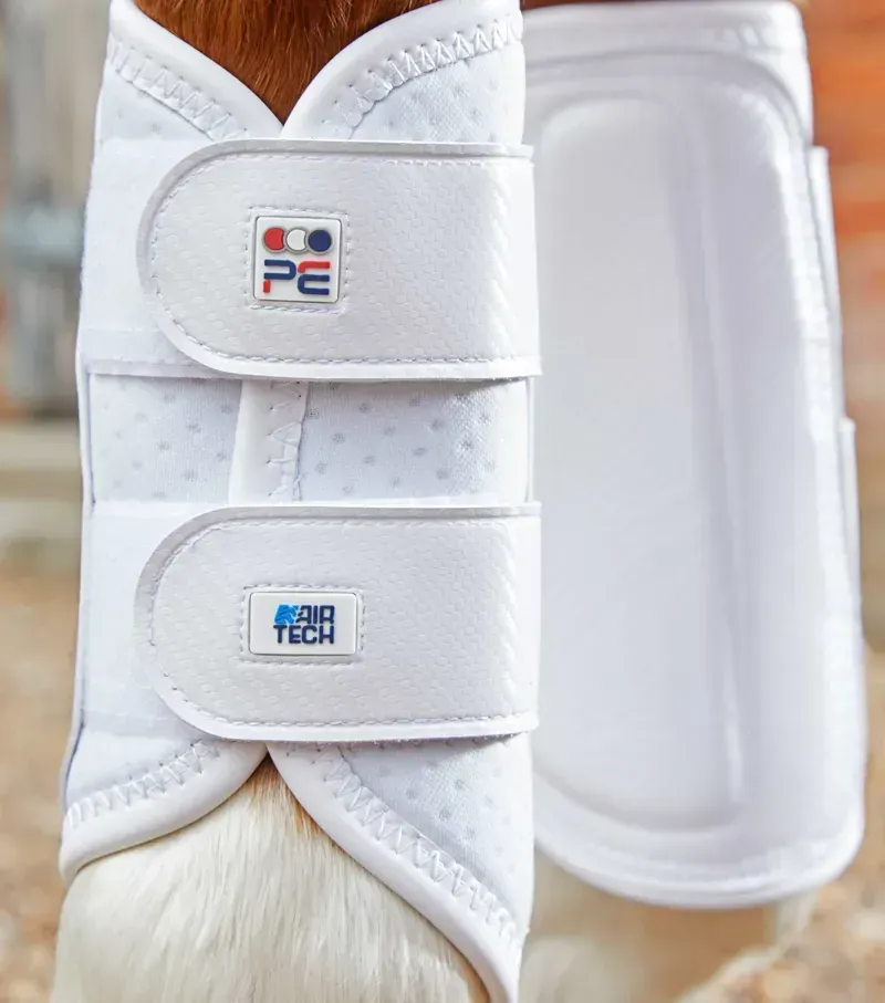 Premier Equine Carbon Air-Tech Double Locking Brushing Boots in White-2