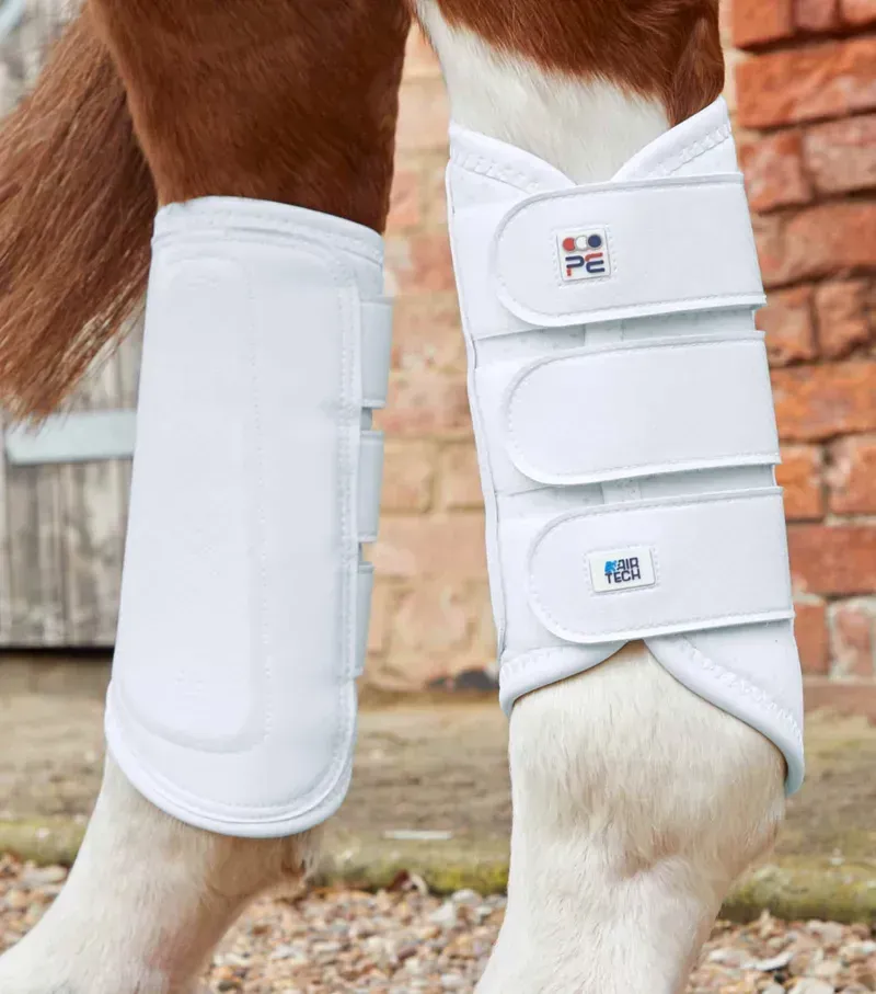 Premier Equine Carbon Air-Tech Double Locking Brushing Boots in White-3