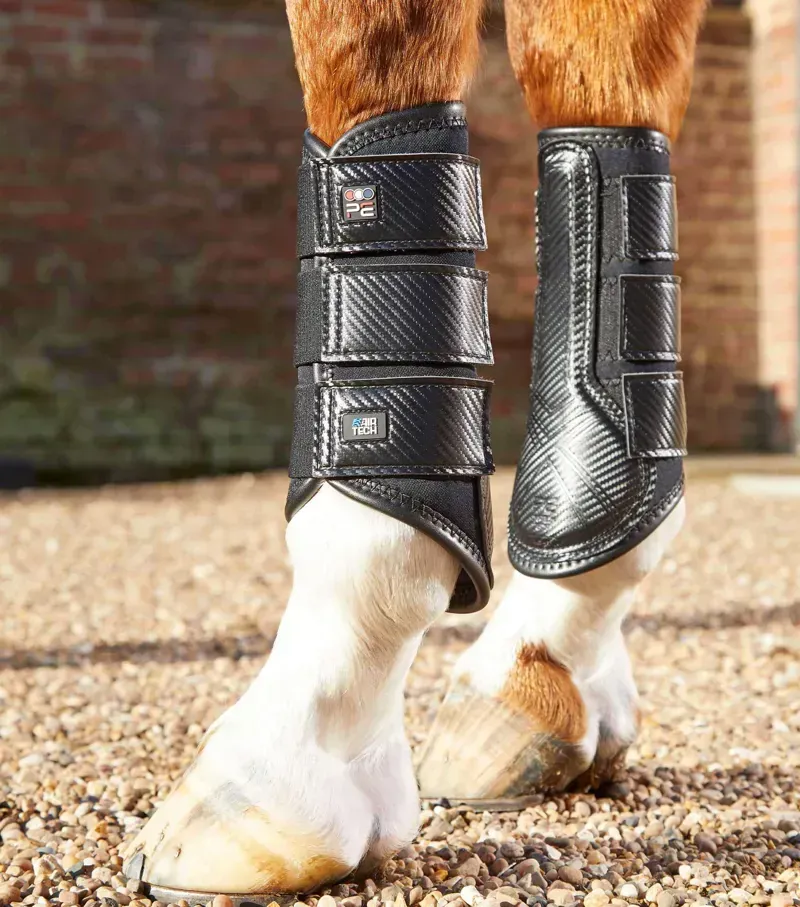 Premier Equine Carbon Air-Tech Single Locking Brushing Boots in Black