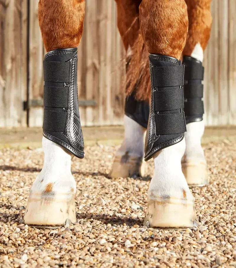 Premier Equine Carbon Air-Tech Single Locking Brushing Boots in Black-1