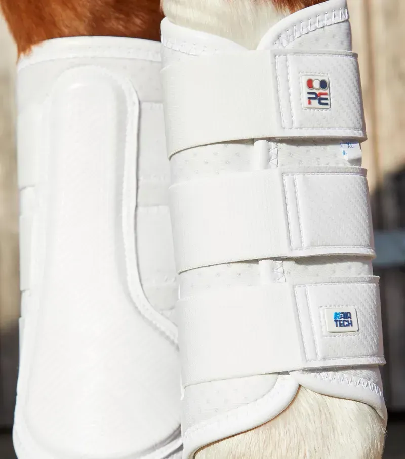 Premier Equine Carbon Air-Tech Single Locking Brushing Boots in White-2