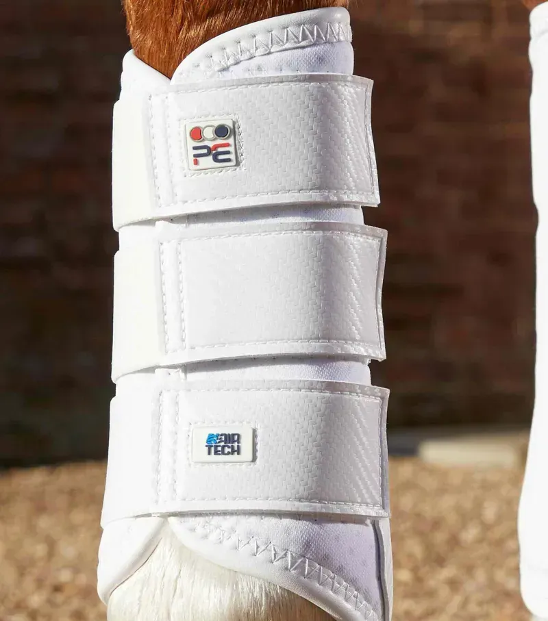 Premier Equine Carbon Air-Tech Single Locking Brushing Boots in White-3