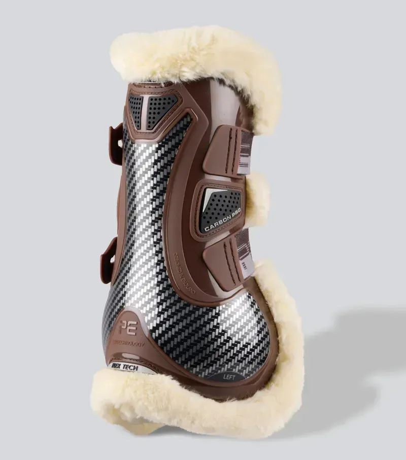 Premier Equine Carbon Pro Techno Wool Tendon Boots in Brown-1