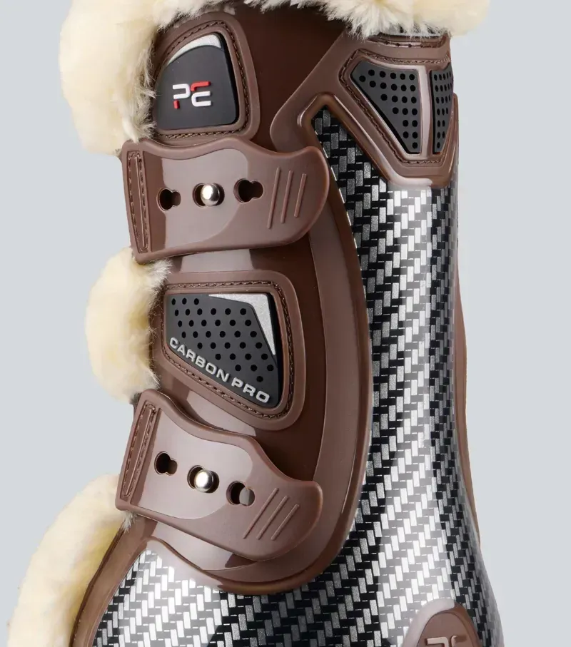Premier Equine Carbon Pro Techno Wool Tendon Boots in Brown-4