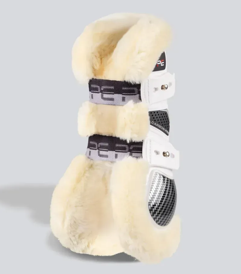 Premier Equine Carbon Pro Techno Wool Tendon Boots in White-3
