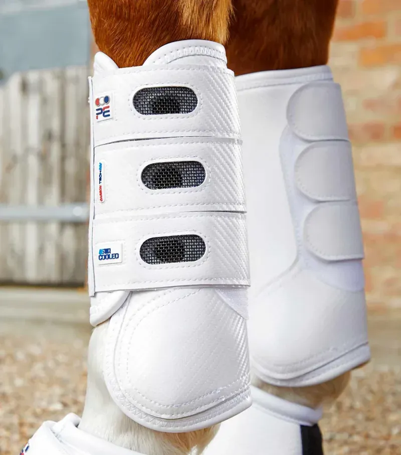 Premier Equine Carbon Tech Air Cooled Eventing Boots in White-2