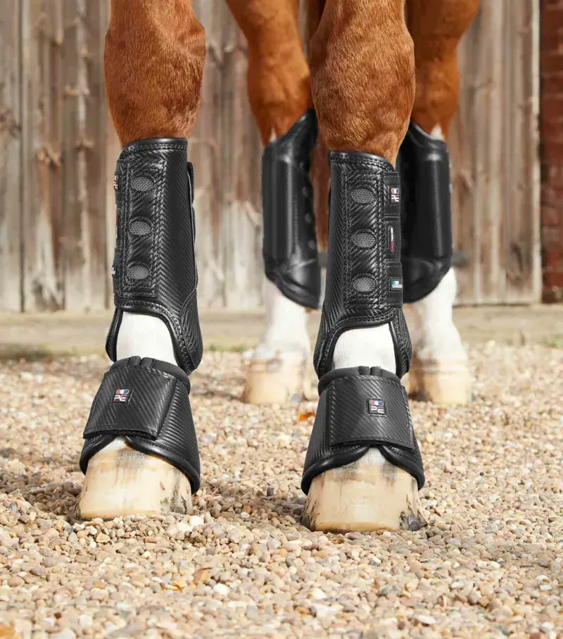 Premier Equine Carbon Wrap Over Reach Boots in Black-3