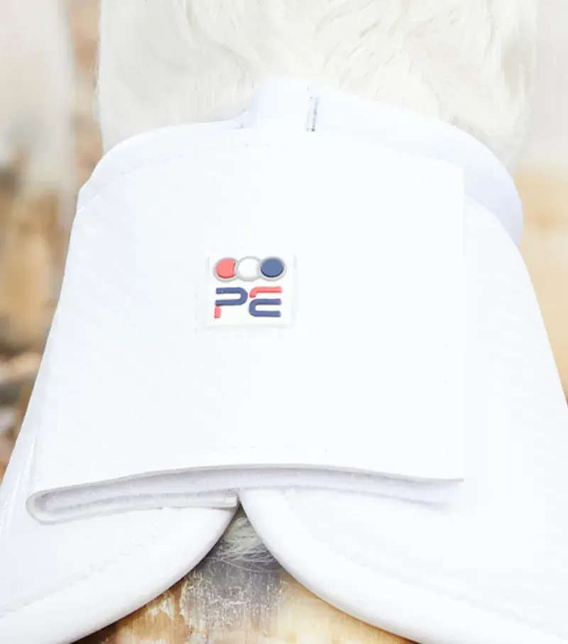Premier Equine Carbon Wrap Over Reach Boots in White-2