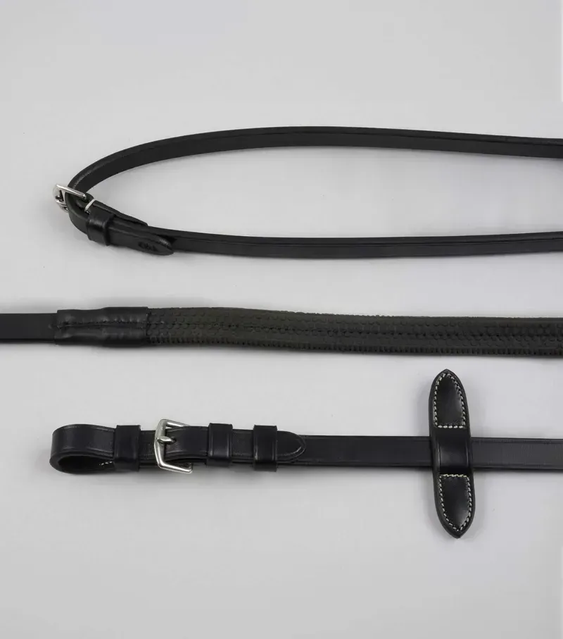 Premier Equine 5/8 Cassano Rubber Grip Reins in Black