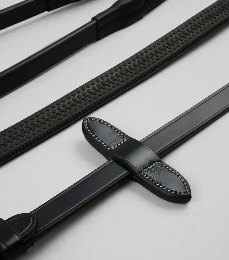 Premier Equine 5/8 Cassano Rubber Grip Reins in Black-1