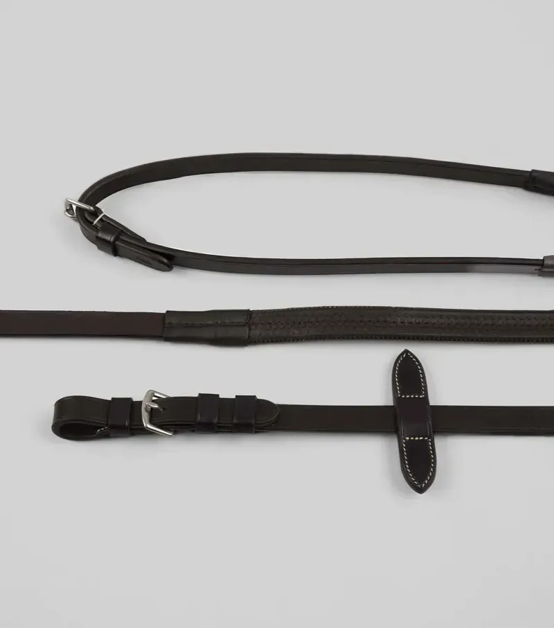 Premier Equine 5/8 Cassano Rubber Grip Reins in Brown