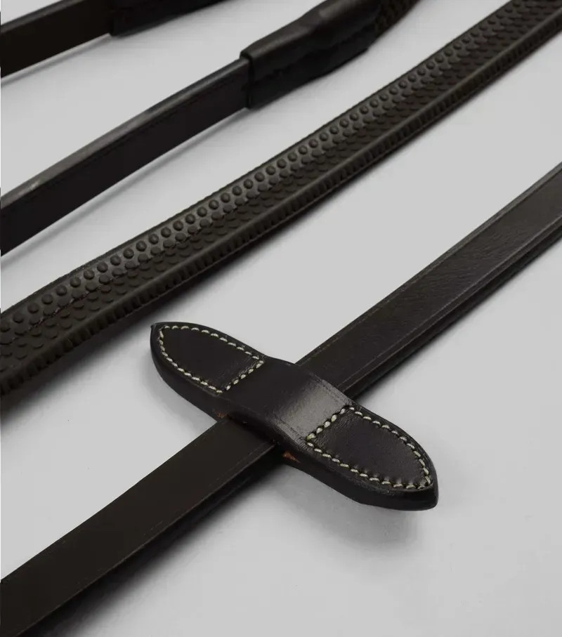 Premier Equine 5/8 Cassano Rubber Grip Reins in Brown-1