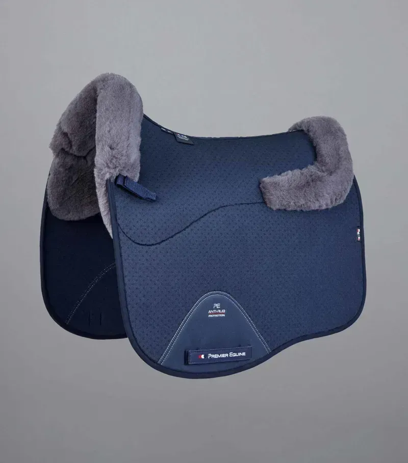 Premier Equine Close Contact Airtechnology Shockproof Wool Dressage Square in Navy/Grey