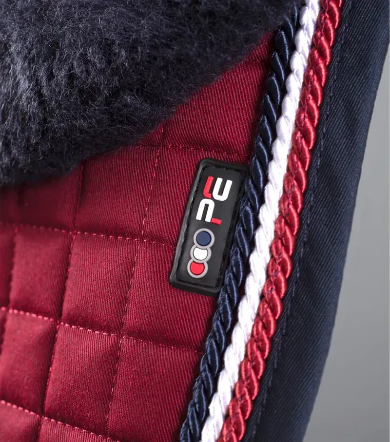 Premier Equine Close Contact Merino Wool European Dressage Square in Burgundy/Navy-2