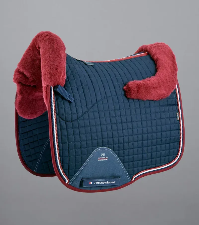 Premier Equine Close Contact Merino Wool European Dressage Square in Navy/Burgundy