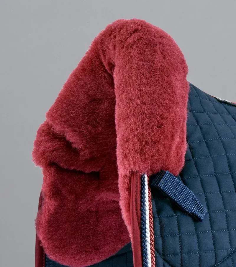 Premier Equine Close Contact Merino Wool European Dressage Square in Navy/Burgundy-2