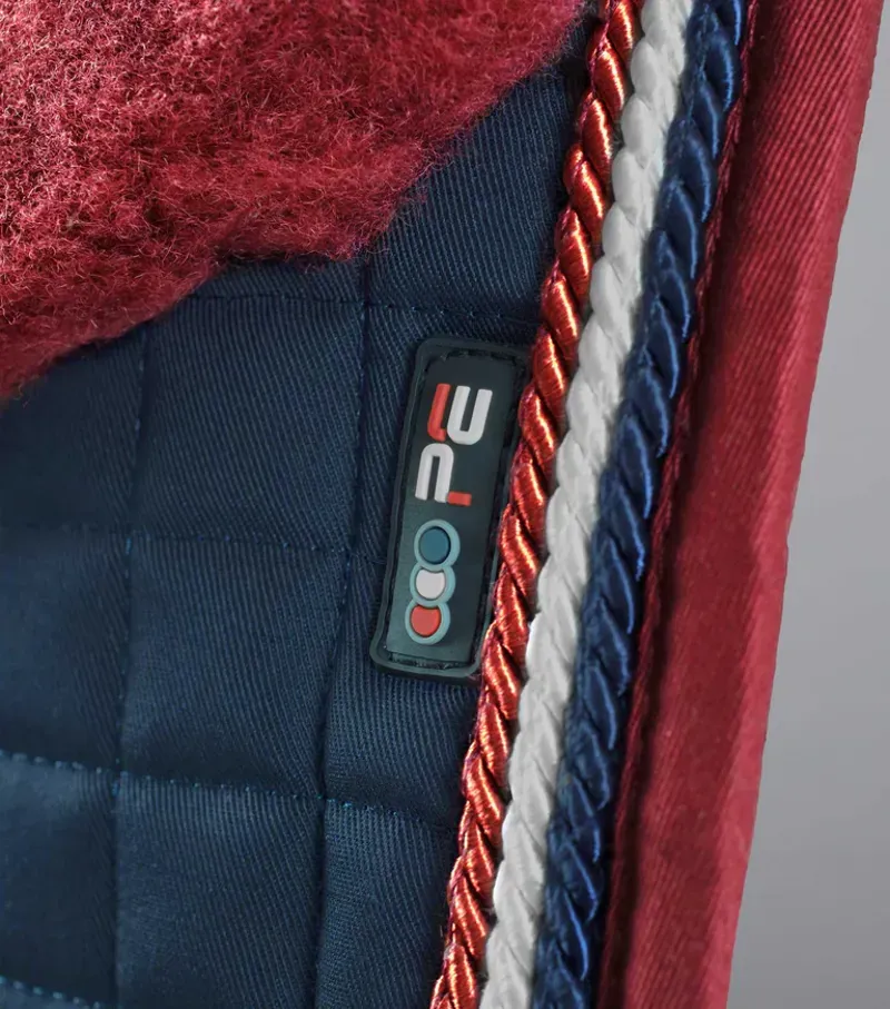 Premier Equine Close Contact Merino Wool European Dressage Square in Navy/Burgundy-1