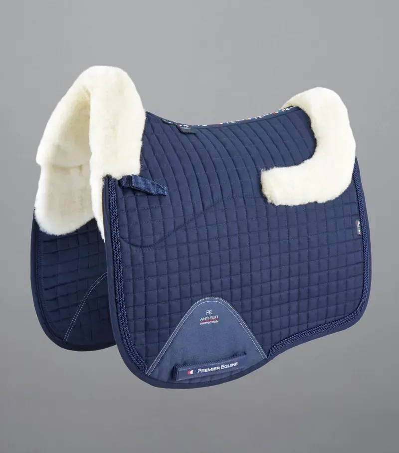 Premier Equine Close Contact Merino Wool European Dressage Square in Navy/Natural