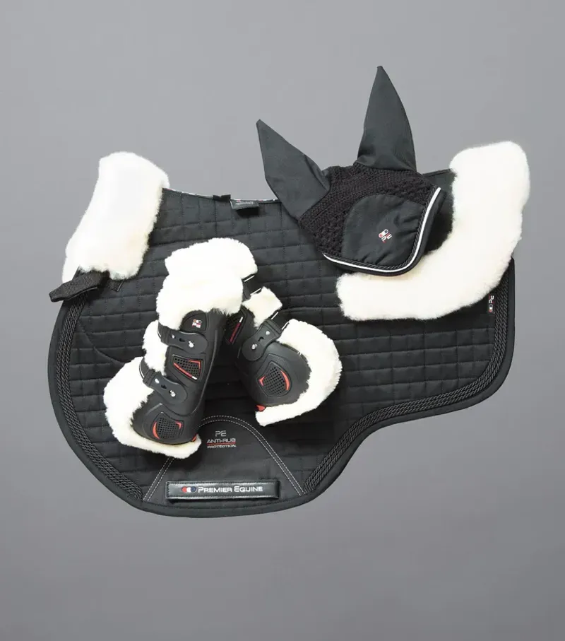 Premier Equine Close Contact Merino Wool European GP/Jump Square in Black/Natural-1