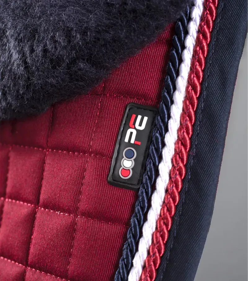 Premier Equine Close Contact Merino Wool European GP/Jump Square in Burgundy/Navy-1