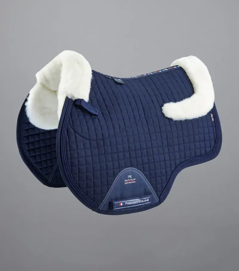 Premier Equine Close Contact Merino Wool European GP/Jump Square in Navy/Natural