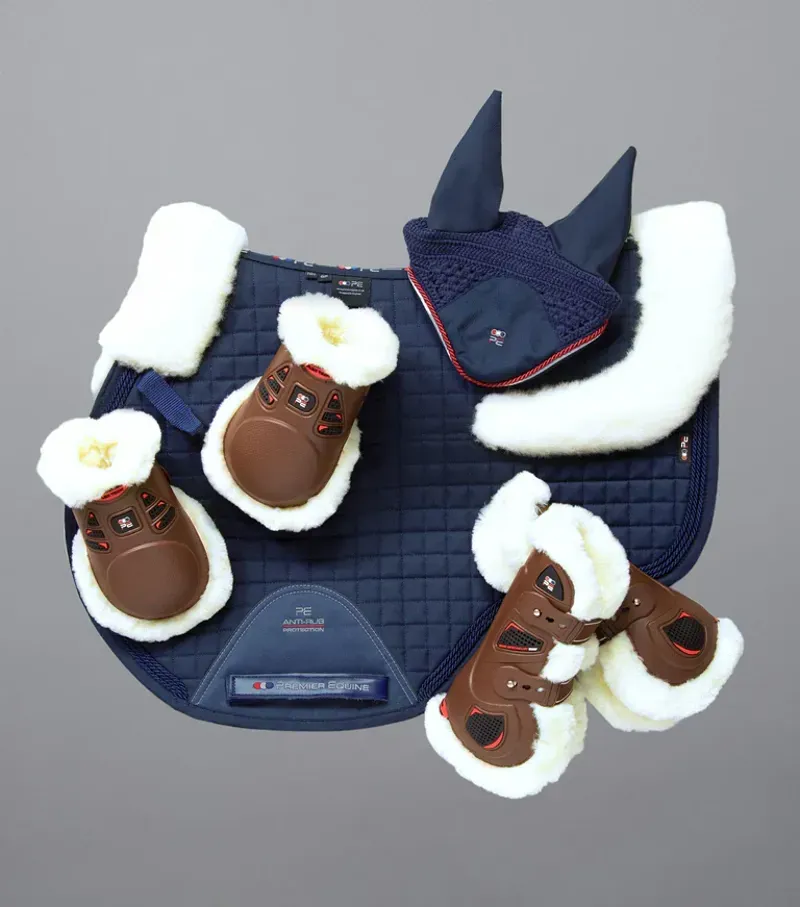 Premier Equine Close Contact Merino Wool European GP/Jump Square in Navy/Natural-1