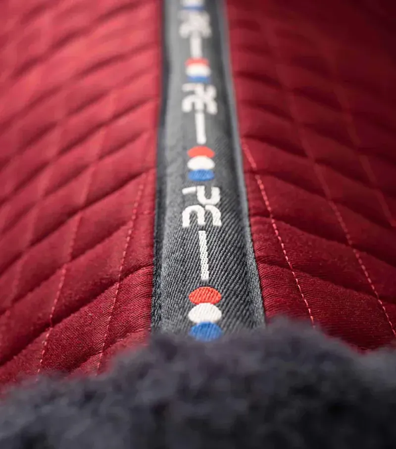 Premier Equine Close Contact Merino Wool European Dressage Square in Burgundy/Navy-3