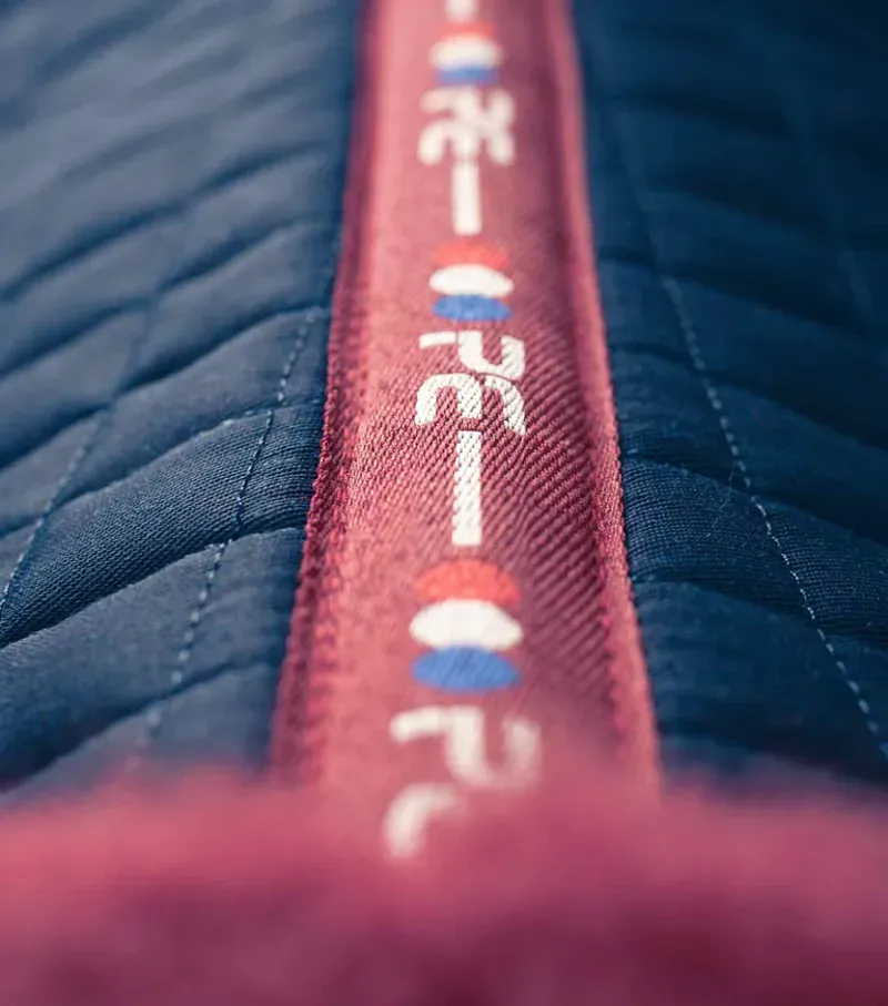 Premier Equine Close Contact Merino Wool European Dressage Square in Navy/Burgundy-4