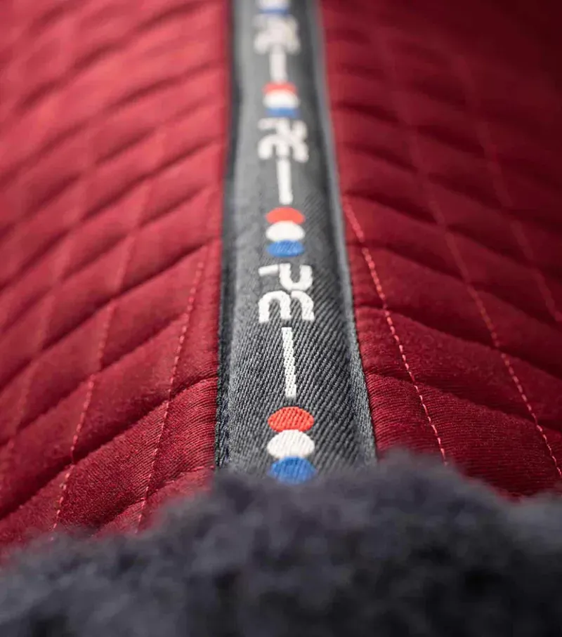 Premier Equine Close Contact Merino Wool European GP/Jump Square in Burgundy/Navy-5