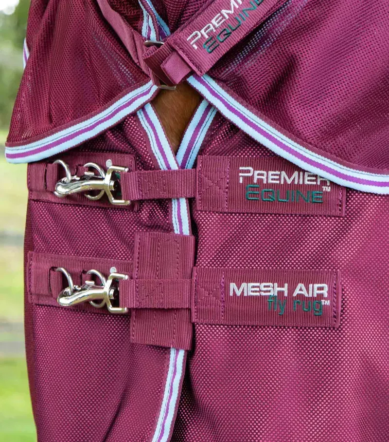Premier Equine Combo Mesh Air Fly Rug With Surcingles in Wine-2