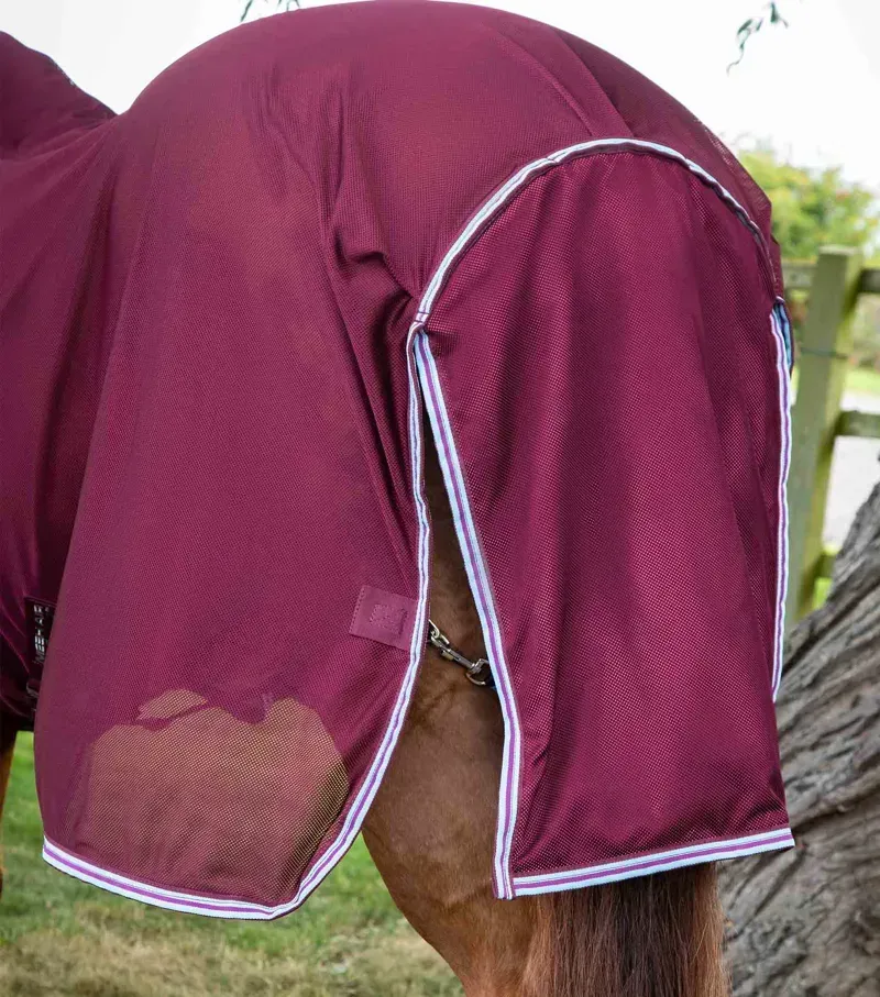 Premier Equine Combo Mesh Air Fly Rug With Surcingles in Wine-5