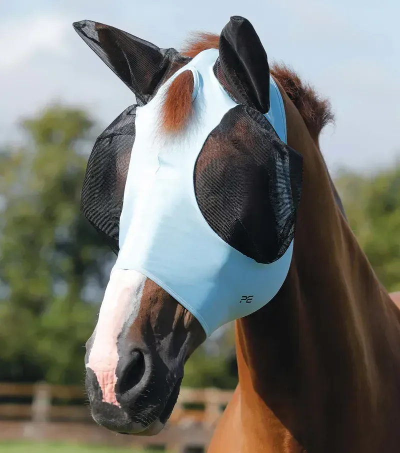 Premier Equine Comfort Tech Lycra Fly Mask in Blue-3