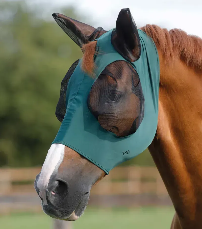 Premier Equine Comfort Tech Lycra Fly Mask in Green