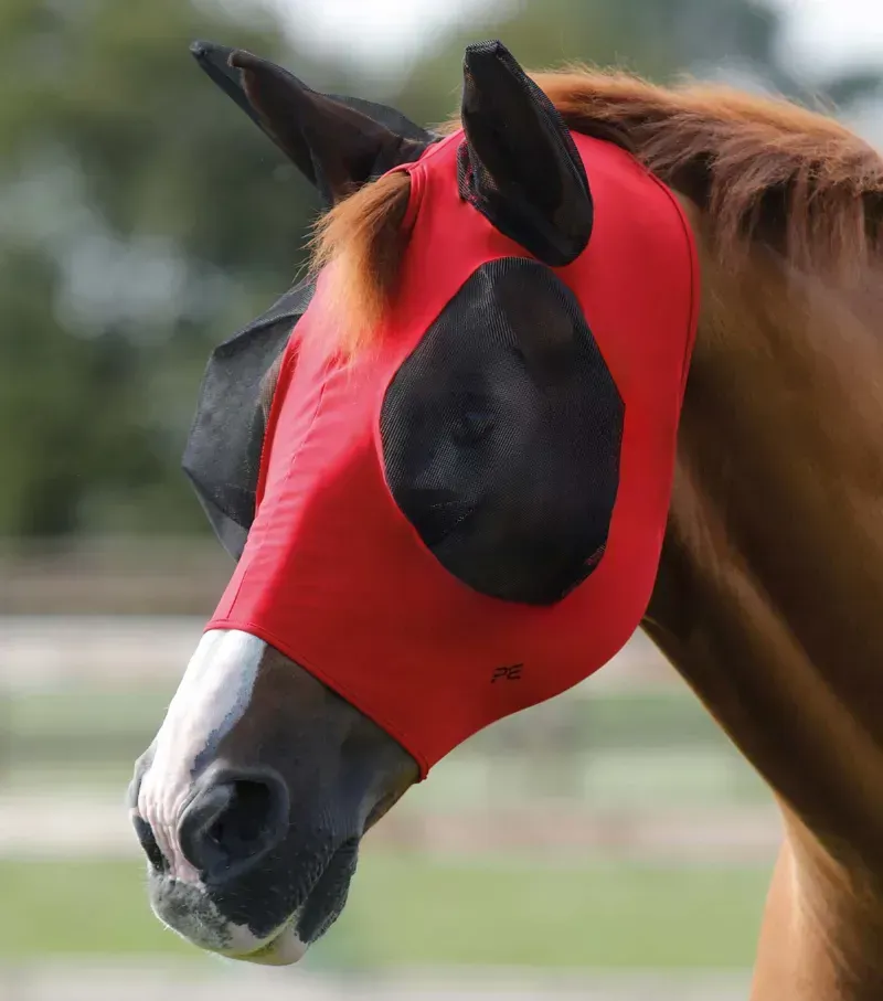 Premier Equine X-Large Comfort Tech Lycra Fly Mask in Red