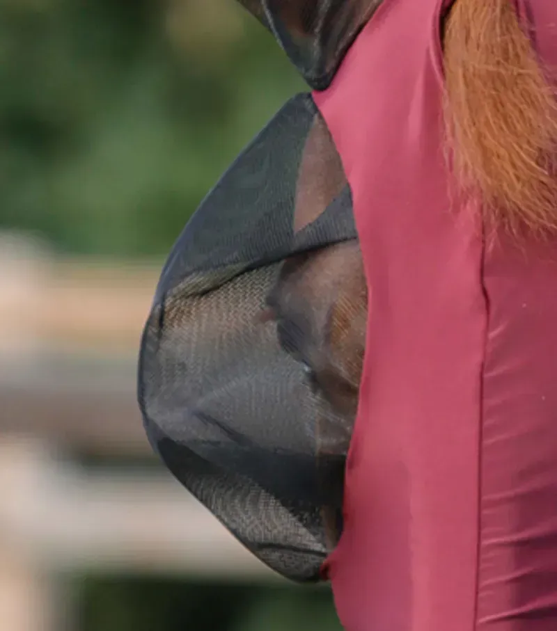 Premier Equine Comfort Tech Lycra Fly Mask in Wine-2