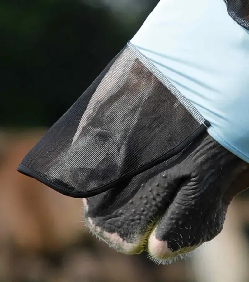 Premier Equine Comfort Tech Lycra Fly Mask Xtra in Blue-3