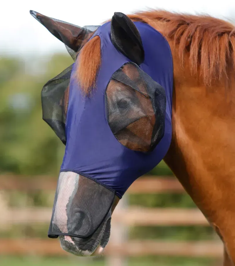 Premier Equine Comfort Tech Lycra Fly Mask Xtra in Navy